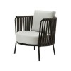 Poltrona Lounge Desiree Rope Monocolore Vermobil - Struttura Nera, Corda Talpa, Tessuto Bianco