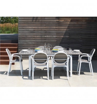 Set Tavolo Alloro e Sedia Palma di Nardi - Tavolo Alloro con 6 Sedie Palma colore bianco e Tortora