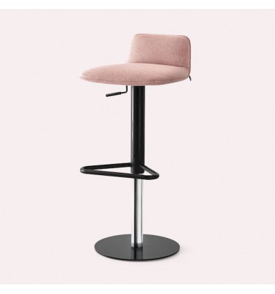 Sgabello Riley Soft CB/2109-A - Struttura in metallo Nero Opaco P15 e seduta in tessuto Cros Rosa SLE.