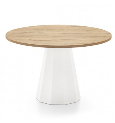 Tavolo fisso Dix CB/4804-FR Connubia - Struttura in metallo Bianco Ottico Opaco P94 e piano in legno nobilitato Rovere Naturale.