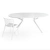 Tavolo Giove CB/4739 - Struttura in metallo Bianco Ottico Opaco P94 e piano in vetro Extrachiaro GEW. Sedia Gamera.