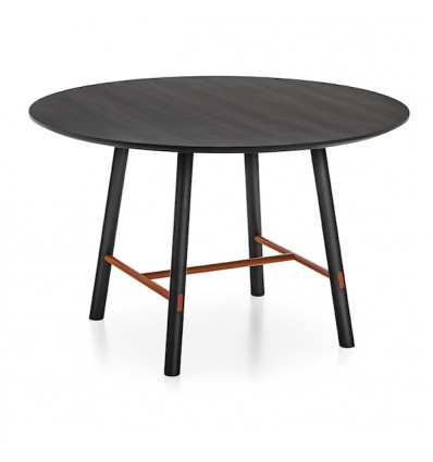 Tavolo Yo! rotondo CB/4805-FD Connubia - Struttura e Piano in legno  GrafiteP132, Crociera Zafferano Opaco P7L.