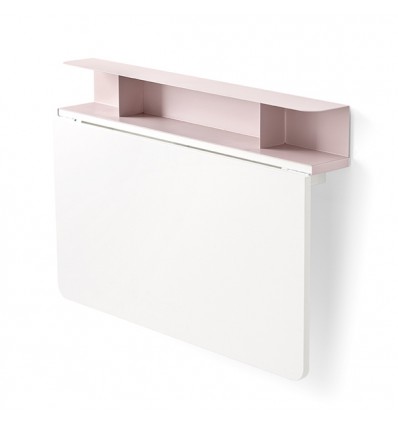 Tavolo Quadro con mensola CB/08-A Connubia - Piano pieghevole in Bianco Ottico Opaco P94 e mensola in Cipria Opaco P2L.