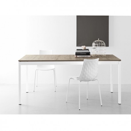 	TAVOLO ALLUNGABILE SNAP CB/4085-ML - Gambe in metallo Bianco Ottico Opaco P94 e piano in nobilitato Deco Nocciola P17W.