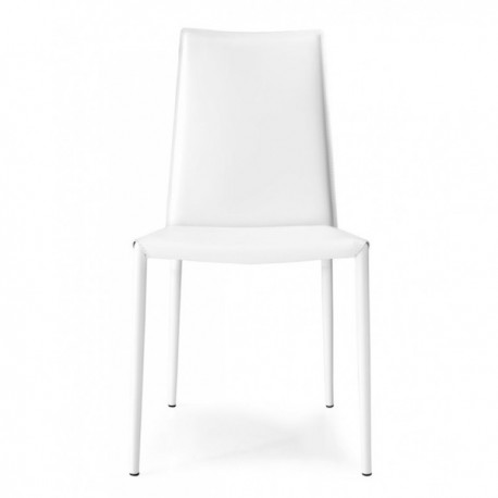 SEDIA BOHEME CB/1257 - In metallo Bianco Ottico Opaco P94, seduta e schienale in rigenerato di cuoio Bianco 474.