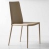SEDIA BOHEME CB/1257 - In metallo Tortora P328, seduta e schienale in rigenerato di cuoio Nocciola R03.