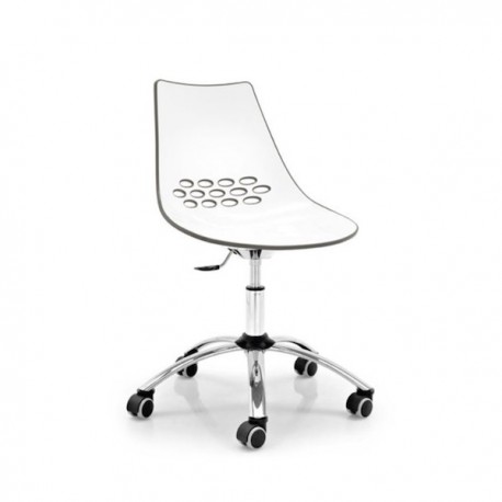 SEDIA JAM CB/623 - Struttura in metallo Cromato P77, Seduta in policarbonato SAN Bianco Ottico Lucido P799/Tortora Lucido P837