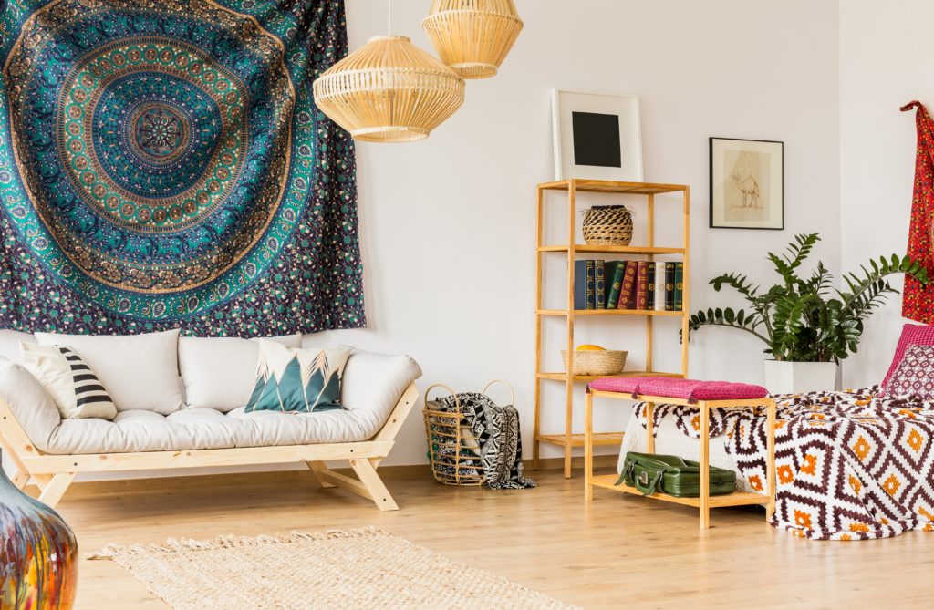 Tenda Indiana Con Mandala – Arazzo Da Parete In Cotone, 2 Pannelli 104x208 Cm, Stile Bohémien Etnico, Fatto A Mano - 2